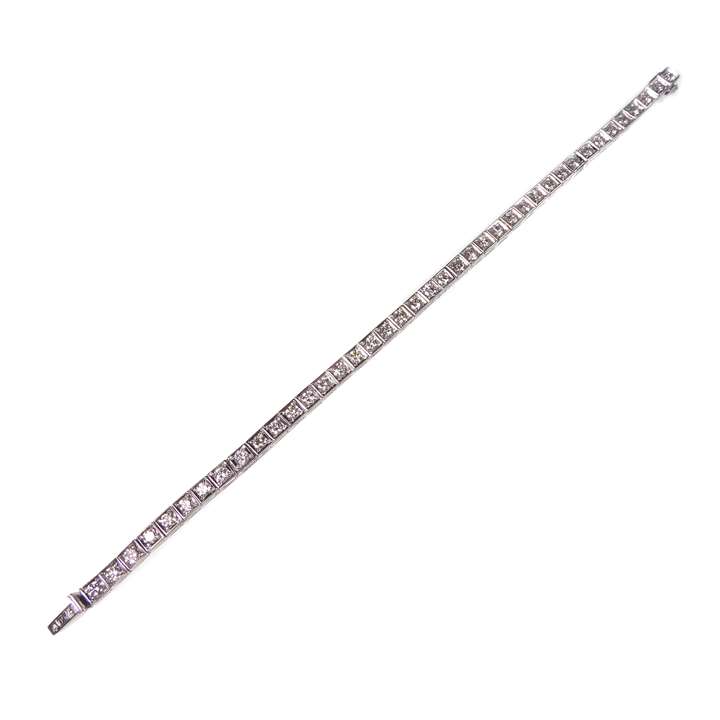 Diamond line bracelet, box collet set with 40 round brilliant-cut diamonds